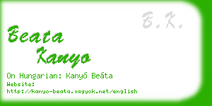 beata kanyo business card